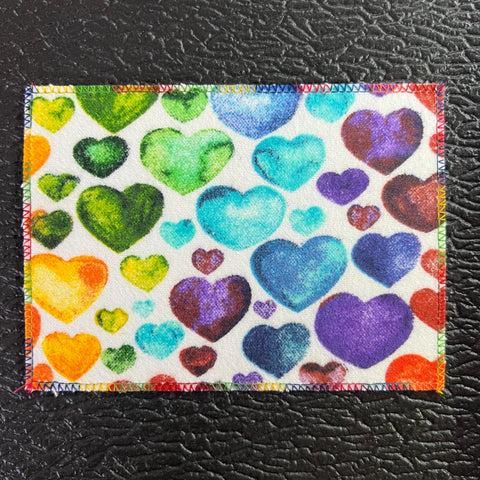 Rainbow Hearts on Flannel