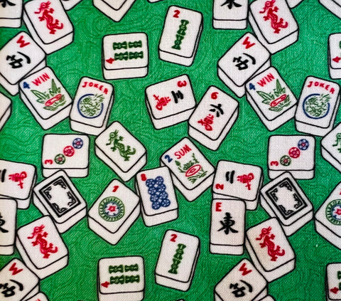 Mahjong Tiles on Green